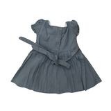 Subtle Spring Hues on Charcoal- Hand-Embroidered Cotton Frock