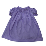 Purple Puff - Polka Dots Smocked Cotton Frock