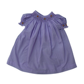 Purple Puff - Polka Dots Smocked Cotton Frock