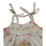 Meadow Bloom Hakoba Cotton Tie Up Dress With Smocked Neckline