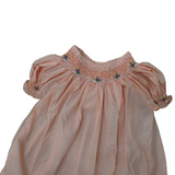 Sunny Dots: Playful Peach Polka Dot Smocked Cotton Frock