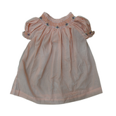 Sunny Dots: Playful Peach Polka Dot Smocked Cotton Frock