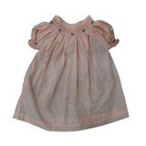 Sunny Dots: Playful Peach Polka Dot Smocked Cotton Frock