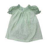 Mint Magic: Smocked Neckline Polka Dot Cotton Dress