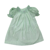Mint Magic: Smocked Neckline Polka Dot Cotton Dress