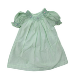 Mint Magic: Smocked Neckline Polka Dot Cotton Dress