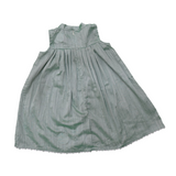 Lace & Laughter: Turquoise Raw Cotton Embroidered Frock With A High Yoke