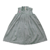 Lace & Laughter: Turquoise Raw Cotton Embroidered Frock With A High Yoke