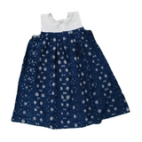 Snowflakes In Indigo: Soft Gathered Frock With Delicate Yoke Work