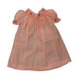 Sunny Dots: Playful Peach Polka Dot Smocked Cotton Frock