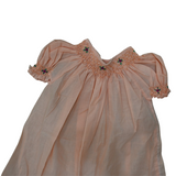 Sunny Dots: Playful Peach Polka Dot Smocked Cotton Frock