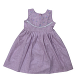 Floral Charm in Lavender - Embroidered Yoke on Linen Cotton