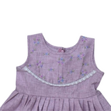 Floral Charm in Lavender - Embroidered Yoke on Linen Cotton