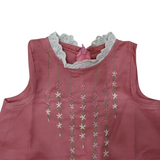 Twilight Rose-Pink A-line Dress With Subtle Star Embroidery