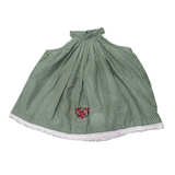 Meadow Bloom: Elegant Green Halter Dress In Cotton