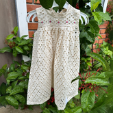 Hakoba Charm: Cotton Frock With Delicate Yoke Embroidery
