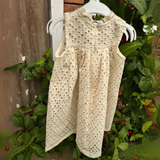 Hakoba Charm: Cotton Frock With Delicate Yoke Embroidery