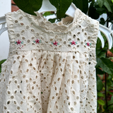 Hakoba Charm: Cotton Frock With Delicate Yoke Embroidery