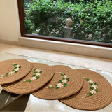 White Blossom Wicker Potmat