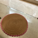 Scalloped Edge Pink Trim Crochet Potmat