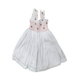 Cheerful Charm: Hand Smocked White  Frock In Soft Cotton