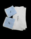Blue Blossom Hand-Embroidered Towel & Napkin Set