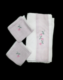 Hand Embroidered Floral Towel and Napkin Set of 4