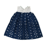 Indigo Whispers-Soft Gathered Cotton Frock With Delicate Hand- Embroidery On The Yoke