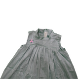 Lace & Laughter: Turquoise Raw Cotton Embroidered Frock With A High Yoke