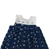 Snowflakes In Indigo: Soft Gathered Frock With Delicate Yoke Work