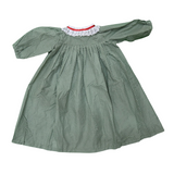 Meadow Bloom-Elegant Cotton Hand-Embroidered In Forest Green With Front Button Accents.