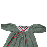 Meadow Bloom-Elegant Cotton Hand-Embroidered In Forest Green With Front Button Accents.