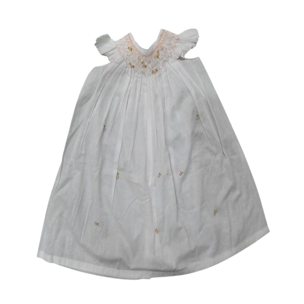 Ivory Haze-Soft Cotton Frock With Gentle Smocking