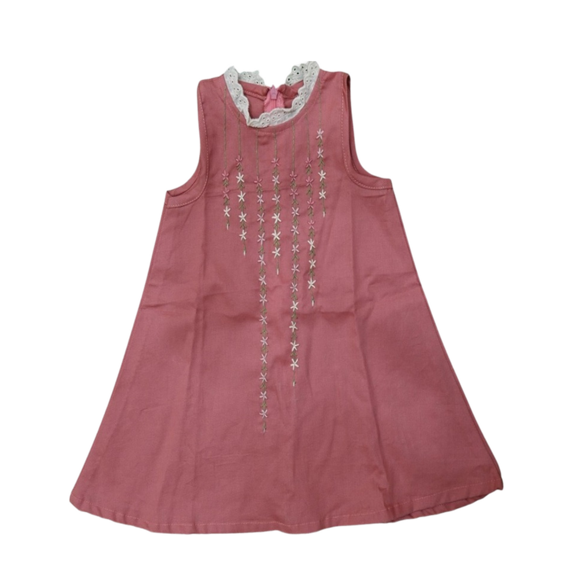 Twilight Rose-Pink A-line Dress With Subtle Star Embroidery