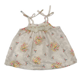 Meadow Bloom Hakoba Cotton Tie Up Dress With Smocked Neckline