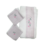 Hand Embroidered Floral Towel and Napkin Set of 4
