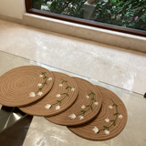 White Floral Hand-Embroidered Potmats