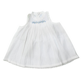 Whispers of Lace: A Graceful Italian Cotton Fabric Dress With Yoke And Delicate Embroidery