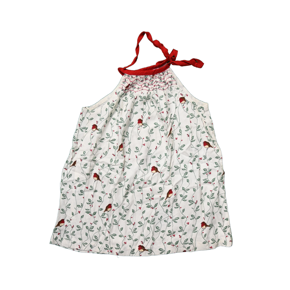 Cardinal Garden Tie-Up - Rayon Cotton Frock With Smocked Neckline